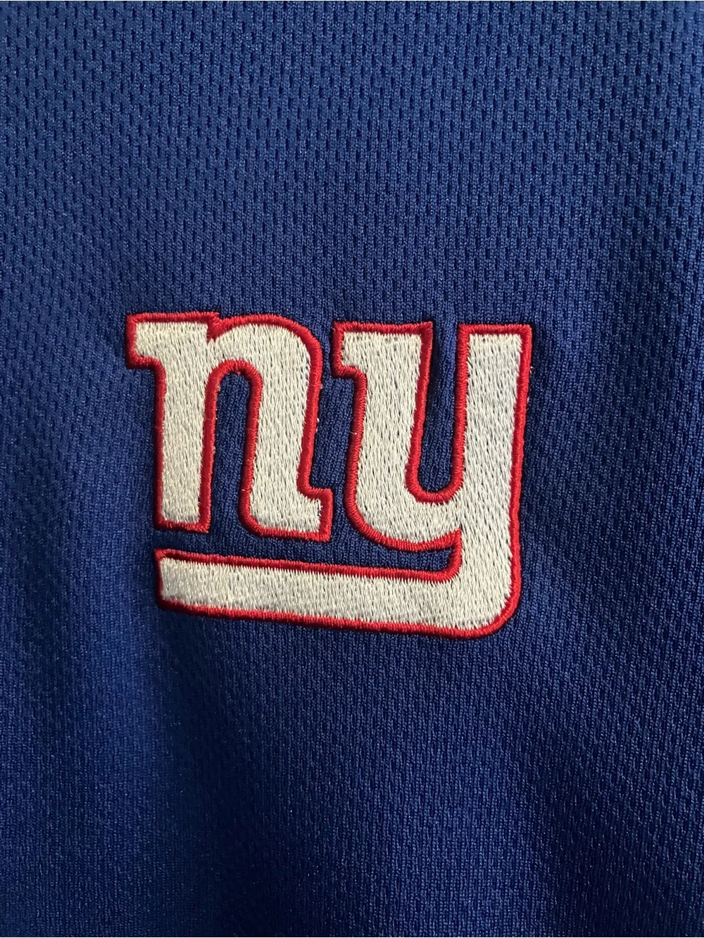 Youth New York Giant’s Royal Blue Polo with Red Side Panels Size M